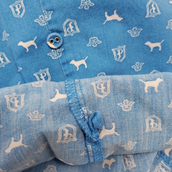 PINK VICTORIA'S SECRET Y2K PHI BETA PINK COTTON SLEEP LOUNGE PANTS BLUE WOMEN M - Picture 12 of 16